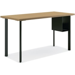 HON® Coze 54"W Table Writing Desk With U-Storage, Natural Recon/Black