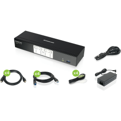 IOGEAR 4-Port 4K KVMP Switch with HDMI Connection, USB 3.0 Hub, and Audio (TAA) - 4 Computer(s) - 1 Local User(s) - 4096 x 2160 - 7 x USB - 5 x HDMI - TAA Compliant