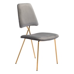 Zuo Chloe Dining Accent Chairs, Gray/Gold, Set Of 2 Chairs