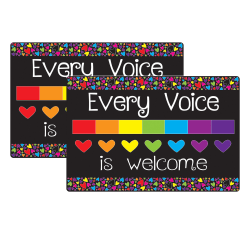 Ashley Smart Poly Welcome Mat With Slip Resistant Backing, 15.5" x 23.5", Every Voice Welcome Here, Pack Of 2