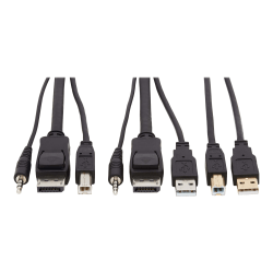 Tripp Lite DisplayPort KVM Cable Kit 4K USB 3.5mm Audio 3xM/3xM USB M/M 6ft - Supports up to 3840 x 2160 - Gold Plated Contact - Black