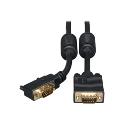 Eaton Tripp Lite Series VGA High-Resolution RGB Coaxial Cable (HD15 M/M), Right-Angle Connector, 3 ft. (0.91 m) - VGA cable - HD-15 (VGA) (M) to HD-15 (VGA) (M) - 3 ft - 90° connector, molded, thumbscrews - black