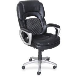 Lorell® Wellness by Design® Accucel Executive Ergonomic Bonded Leather Chair, Black
