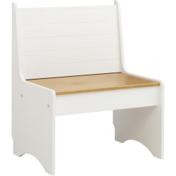 Linon Payson Wooden Storage Bench With Backrest, Small, Honey/White