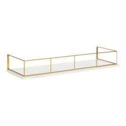 Kate and Laurel Benbrook Decorative Wall Shelf, 4H x 24"W x 8"D, White/Gold