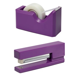 JAM Paper® 2-Piece Office And Desk Set, 1 Stapler & 1 Tape Dispenser, Purple