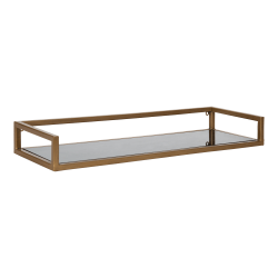 Kate and Laurel Blex Metal And Glass Wall Shelf, 3"H x 24"W x 8"D, Gold/Black