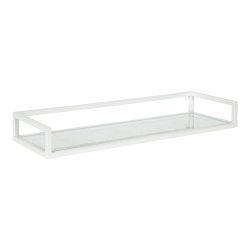 Kate and Laurel Blex Metal And Glass Wall Shelf, 3"H x 24"W x 8"D, White