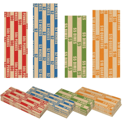 Nadex Coins Coin Wrappers Flat Striped - 6.74" Width x 7.10" Length - Durable - Kraft Paper - Multi