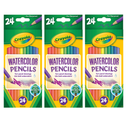 Crayola Watercolor Pencils, Assorted Colors, 24 Colored Pencils Per Box, Set Of 3 Boxes