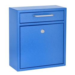 Alpine AdirOffice Medium Mail Wall Mount Drop Box With High Security Key Locking System, 12 H x 10 7/16 W x 4 1/2 D, Blue