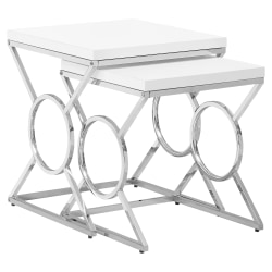 Monarch Specialties Nesting Table Set, Glossy White/Chrome