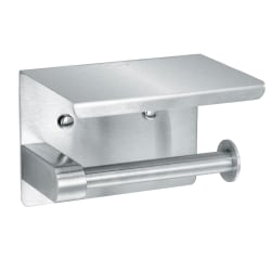 Alpine Single Toilet Paper Holders With Shelf Storage Racks, 3-15/16" x 5-1/2" x 3-13/16", Silver, Pack Of 2 Holders