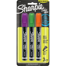 Sharpie® Wet-Erase Chalk Markers, Medium Point, Opaque Barrel, Assorted Ink Colors, Pack Of 3 Markers
