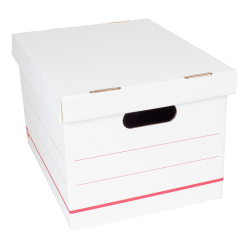 Office Depot® Brand Standard-Duty Corrugated Storage Boxes, Letter/Legal Size, 15" x 12" x 10", 60% Recycled, White/Red, Pack Of 12