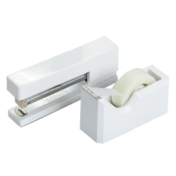 JAM Paper® 2-Piece Office And Desk Set, 1 Stapler & 1 Tape Dispenser, White