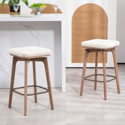 Glamour Home Beckham Fabric Counter Height Stools, Beige, Set of 2 Stools