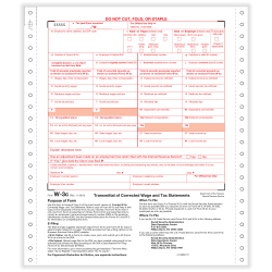 ComplyRight™ W-3C Tax Forms, Continuous, 9" x 11", Pack Of 100 Forms