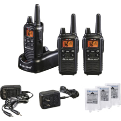 Midland LXT633VP3 Two-Way Radio Three Pack - 22 Radio Channels - Upto 158400 ft - 121 Total Privacy Codes - Silent Operation, Hands-free - AAA - Nickel Metal Hydride (NiMH)