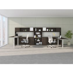 HON® Mod 60"W Executive Height-Adjustable Computer Desk Workstation With Storage, Java Oak/Cool Neutral/Silver