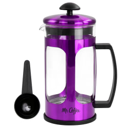 Mr. Coffee 30 Oz Glass And Stainless-Steel French Coffee Press, Metallic Purple