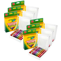Crayola Triangular Crayons, Large Size, Assorted Colors, 16 Crayons Per Box, Set Of 6 Boxes