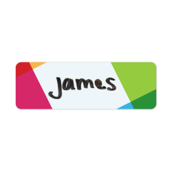 Custom Printed Full Color Reusable Rectangle Plastic White Board Name Badge/Tag, 1" x 3"