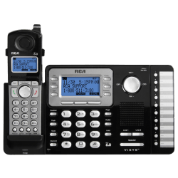 RCA 2-Line DECT 6.0 Cordless Expandable Phone, 25212, Black/Silver