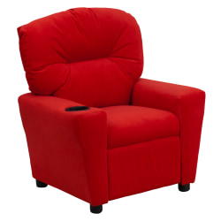 Flash Furniture Contemporary Kids Microfiber Recliner Accent Chair With Cup Holder, Red