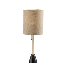 Adesso Tucker Table Lamp, 28"H, Beige Woven Fabric Shade/Antique Brass Base