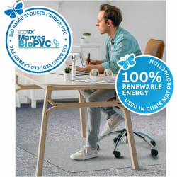 Floortex Ecotex Marvec BioPVC Chairmat - Carpet - 48" Length x 36" Width - Polyvinyl Chloride (PVC) - Clear - 1 Each