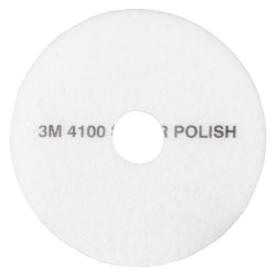 3M™ 4100 Super Polishing Floor Pads, 19" Diameter, White, Case Of 5