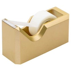 JAM Paper® Plastic Tape Dispenser, 4-1/2"H x 2-1/2"W x 1-3/4"D, Gold