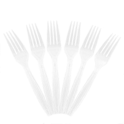 JAM PAPER Big Party Pack of Premium Plastic Forks, Clear, 100 Disposable Forks/Box