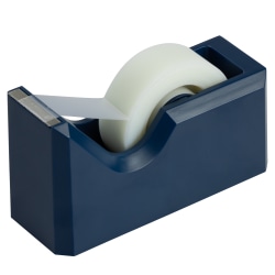 JAM Paper® Plastic Tape Dispenser, 4-1/2"H x 2-1/2"W x 1-3/4"D, Navy Blue