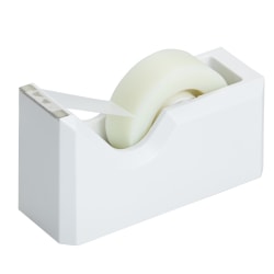 JAM Paper® Plastic Tape Dispenser, 4-1/2"H x 2-1/2"W x 1-3/4"D, White