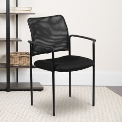 Flash Furniture Mesh Stackable Steel Side Chair With Arms, Black