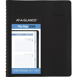 AT-A-GLANCE® The Action Planner 2026 Daily Appointment Book Planner, Black, Medium, 6 1/2" x 8 3/4"