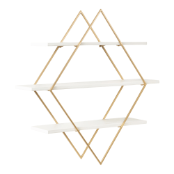 Kate and Laurel Daxton Wood and Metal Wall Shelves, 31"H x 30-1/2"W x 7-1/2"D, White/Gold