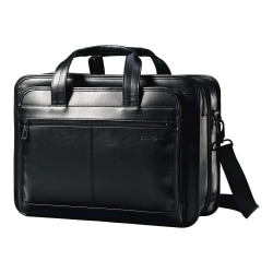 Samsonite Leather Expandable Business Case - Notebook carrying case - 15.6" - black