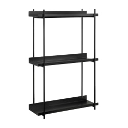 Kate and Laurel Dominic Tiered Wall Shelves, 30"H x 20"W x 7"D, Black