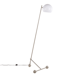 LumiSource Eileen Floor Lamp, 67"H, White Shade/Brushed Nickel Base