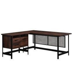 Sauder® Briarbrook 66"W L-Shaped Computer Desk, Black/Barrel Oak