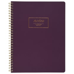 Cambridge® Fashion Twin-Wire Business Notebook, 7 1/4" x 9 1/2", College Ruled, 80 Sheets, Purple (49556)
