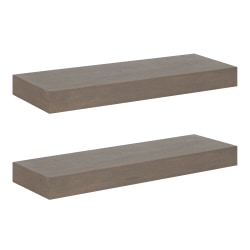 Kate and Laurel Havlock Wood Shelf Set, 2-1/4"H x 24"W x 8"D, Gray, Set Of 2 Shelves