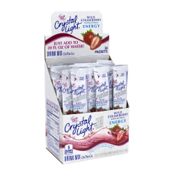Crystal Light On-The-Go Sugar-Free Drink Mix, Wild Strawberry Energy, 0.13 Fl Oz, 30 Packets Per Box, Pack Of 2 Boxes