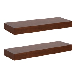 Kate and Laurel Havlock Wood Shelf Set, 2-1/4"H x 24"W x 8"D, Walnut Brown, Set Of 2 Shelves