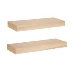 Kate and Laurel Havlock Wood Shelf Set, 2-1/4"H x 24"W x 8"D, Natural