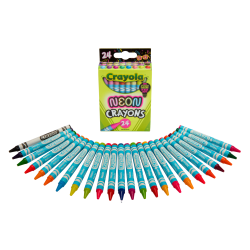 Crayola Neon Crayons for Kids (24ct), Includes 16 Glow in the Dark Colors, Kids Art Supplies, Gift for Girls & Boys, Ages 3+