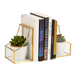 Mind Reader Decorative Bookends, 6-1/4"H x 3-3/4"W, Gold, Set Of 2 Bookends